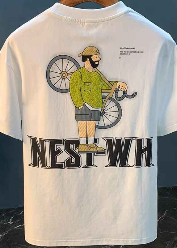 man with cycle embroidery