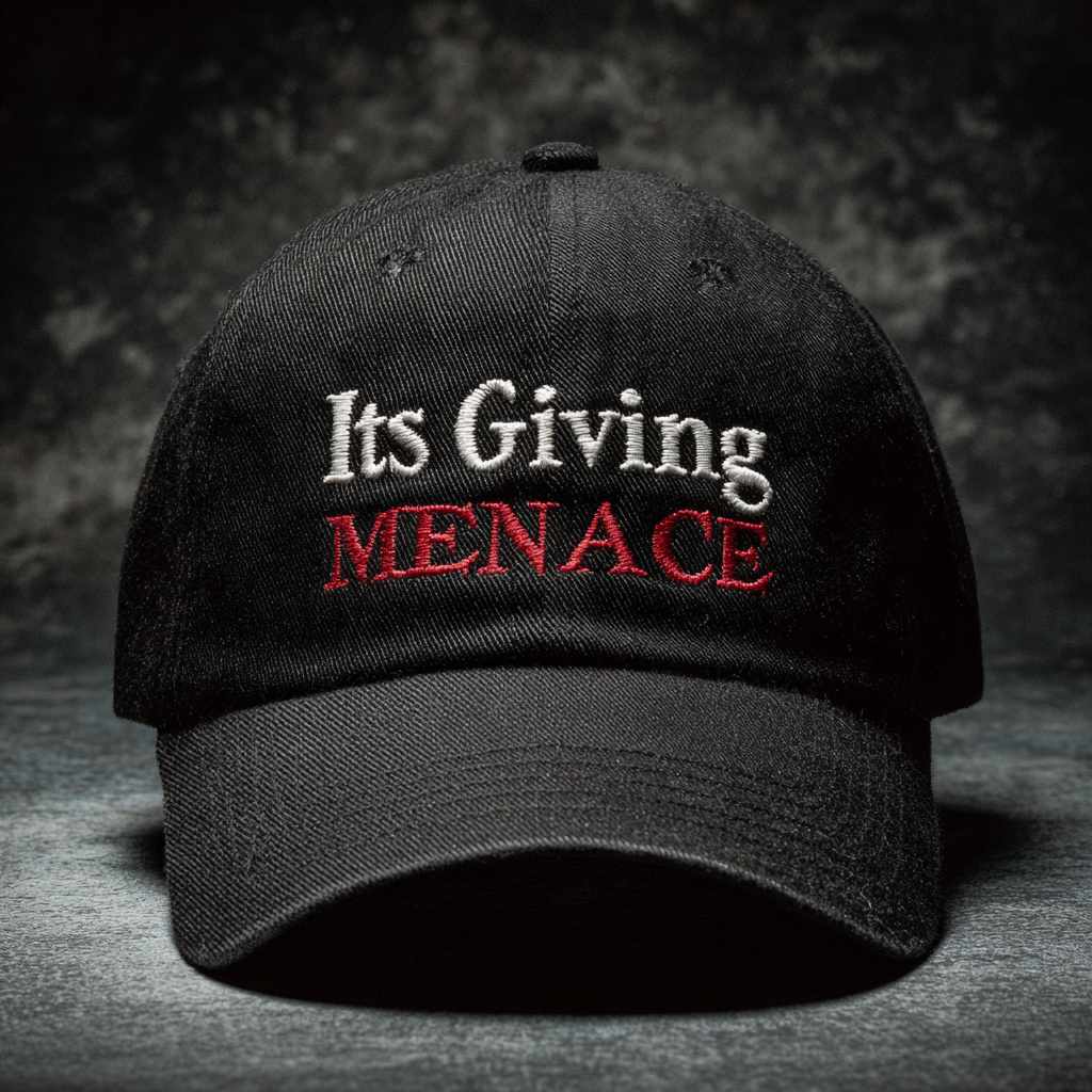 it's giving menaice” Bold Letter Embroidery