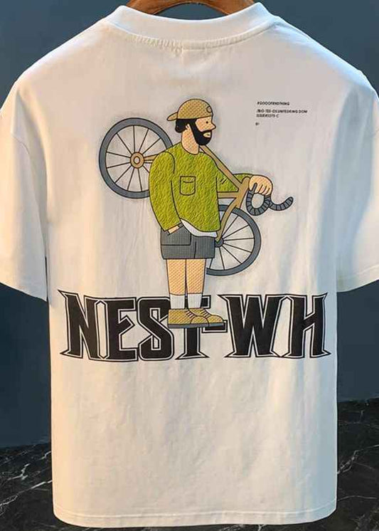 man with cycle embroidery
