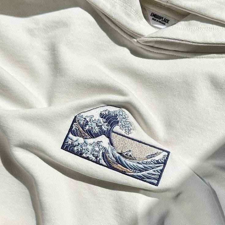 Ocean Waves Embroidered Design