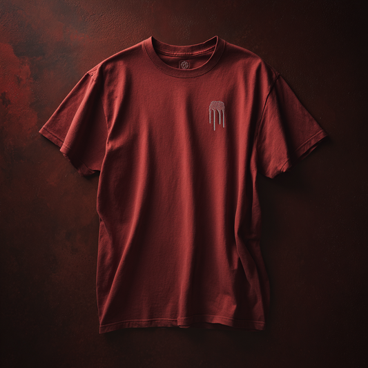 Maroon Embroidered Flat Lay Tee